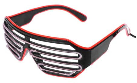 WRITWAA Led Brille Mit Sprachsteuerung Leuchtende Augenbrille Für Party Ktv Club Performance Bar Shutter Roter Rahmen Weiße Linse Aus Hochwertigem Kunststoff Für Halloween Geburtstage