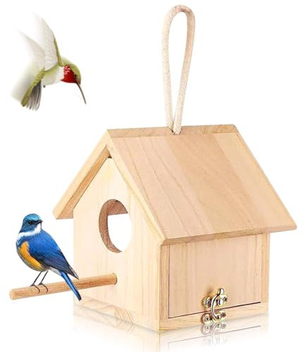 Casetta per Uccelli in Legno,Casetta Uccellini Da Esterno,Casetta per Uccelli Selvatici,Casetta per Uccellini Da Appendere,Casetta per Uccelli Selvatici Da Esterno,Appendere in Giardino O Sul Balcone