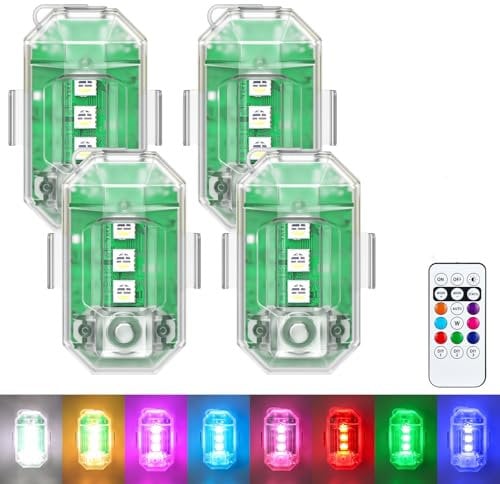 4PCS Kabellose LED Auto Innenbeleuchtung Ohne Kabel, 8 Farben Drahtloses Auto LED-Blitzlichter Akku mit Fernbedienung für Auto