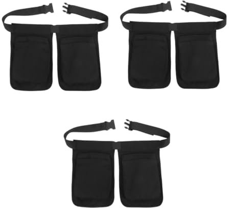 3pcs Multifunctional Toolkit Zipper Tool Kits Tool Bag Reversible Server Apron Waist Storage Bag for Gardening Server Pouch for Waitress Training Apron תיק Waist Pouch Black Mikikit