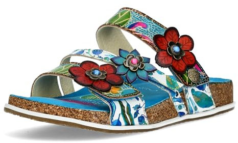 LAURA VITA Mules en Cuir pour Femmes Brcyano 16, Pointure:39 EU, La Couleur:Turquoise