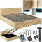tectake® Chesterfield Schlafzimmer Bett mit Bettkasten, Polsterbett, Bett mit Stauraum, Doppelbett, Jugendbett, King Size Bed, Schlafbett, Gaming Bett mit LED, beige, 180 x 200 cm
