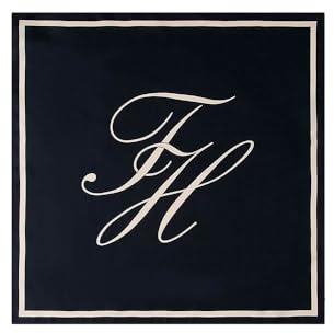 Tommy Hilfiger Damen Tuch Script aus Seide, Blau (Space Blue/Soft Cream), Einheitsgröße