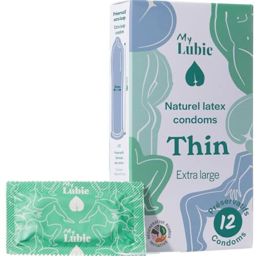 MY LUBIE - 12 Préservatifs Grande Taille Ultra Fins - Lubrifiés, Vegan, Équitables et Sains - Préservatifs XXL 60mm - Sensation Naturelles et Solidité - Qualité premium
