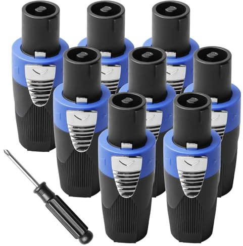 8 Stück Stecker mit Schraubendreher, Lautsprecher Buchse, Speakon für Lautsprecherkabel, Nl4fc Schraubbar Twist Lock Endstufe Einbaubuchse