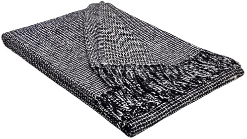 STTS International Decke sehr weiches Plaid Wohndecke Kuscheldecke in versch. Farben Palmera (Schwarz-Weiß (R))