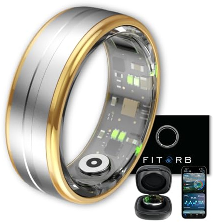 Fitorb Smart Ring Pro - Das Original. High-Tech Fitness- & Gesundheitsring, Schlafanalyse, 24/7 Aktivitätstracking. Temperaturmessung, Stress. Proberinge. (Saturn, Silber, 21,6 mm (12))