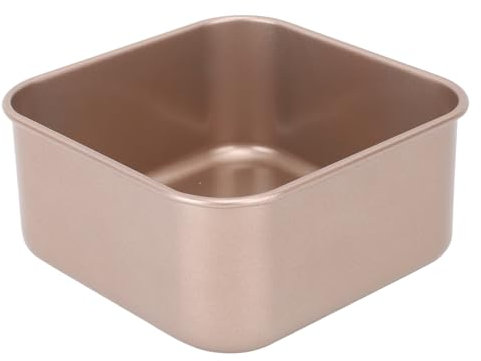 Nikou Moule de cuisson carré profond en acier au carbone épais anti-adhésif pour gâteau, pain et barbecue, design empilable, 30 x 30 cm, doré, M