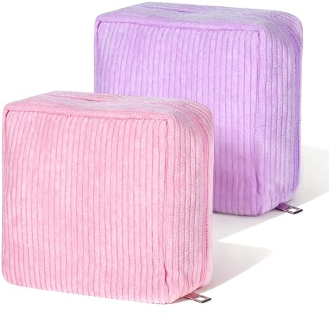 LXUEJIE 2 Stück Damenbinden Aufbewahrungstasche, Cord Kosmetiktasche Klein Binden Aufbewahrung Tampon Tragbar Mini Kulturbeutel für Damen Mädchen