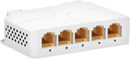 Extender PoE Gigabit a 5 porte da 1 in 4 out-IEEE 802.3af/at, ripetitore PoE da 90 W a 30/60 W in uscita 10/1000 Mbps, VLAN ed estensione a 100 m, Din-Rail e montaggio a parete con interruttore