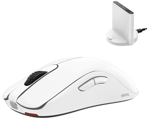BenQ Zowie FK2-DW Kabellose 4K-Maus für den E-Sport White Edition, Sportwissenschaft, optimierter 4K-Empfänger, 64 g, symmetrisch, treiberlos, 3950 Sensor, 4K-Abrufrate