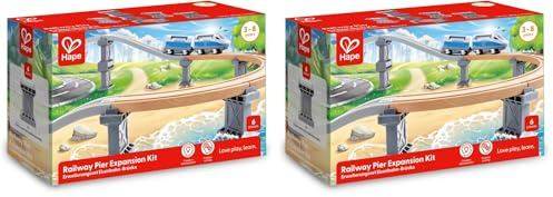 Kit di Espansione Hape binari elevati | Accessorio per pista di Trenini in Legno | 6 Pilastri| Gioco Educativo per Bambini (Confezione da 2)