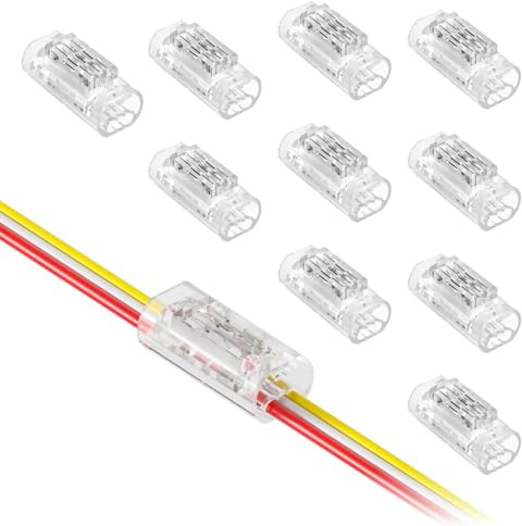 3-poliger Kabelverbinder – Lötfreier Schnellverbinder für 18–20 AWG (0,5–0,75 mm²), Mehradriger Draht-zu-Draht Verbinder, Transparentes PC-Gehäuse, für KFZ- und Industrieverkabelung, 10 Stück