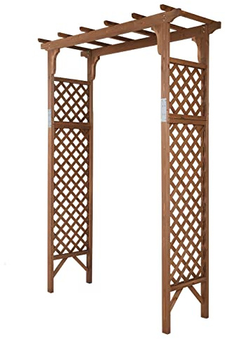 HOBBYZOO Rosenbogen aus Holz mit Flacher Oberseite, frei stehend für Kletterpflanzen, Rosen und Rankgewächse, 152 x 60 x 215 cm, Dunkelbraun
