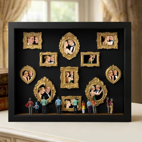 Miniature Museum Bilderrahmen mit Personalisierte Unser Foto, Fotogeschenke für Sie & Ihn, DIY Museum Silhouette Box mit Mini-Rahmen, Geschenk zum Valentinstag Jahrestag Geburtstag