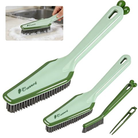 Bathroom Cleaner Brush for Kitchen Toilet, Corners,Crevice Cleaning Brush | All-in-1 cleaner brush with Handle and Crevice Brush Clip Rubber Scraper Hangable Detachable Cleaning Brush
