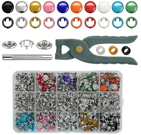 Hexizexi 240 Sets Druckknopf Set mit Zange 10 Farben Druckknöpfe Ohne Nähen Metall für Baby Kinderbekleidung Hemden Handgefertigt