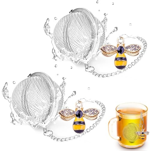 NiceNaiils 2 Stück Edelstahl Teeei, Wiederverwendbares Tee Ei Sieb, Feines Teesieb für Losen Tee, Kräutertee und Früchtetee