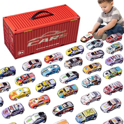 Yulokdwi Spielzeugautos-Set für Kinder, Boxautos-Spielset - Rennmusterautos | Box-Pull-Auto, Mini-Spielzeugautos für Kinder, Spielzeugautos für Kleinkinder, Rennfahrzeuge für