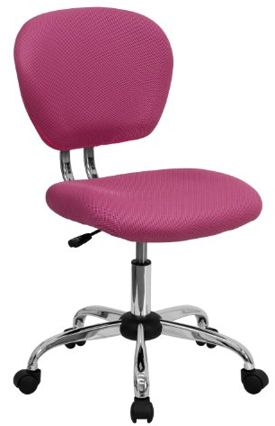 Flash Furniture Sedia Girevole con Schienale Medio in Rete e Base cromata, Metallo, Rosa, 58.42 x 55.88 x 25.4 cm