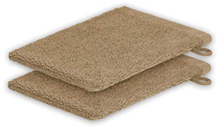 EXKLUSIV HEIMTEXTIL 2X Waschhandschuh 15 x 21 cm Sand 500 g