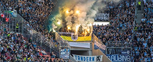 Blue-Letter München blau Fans Pyro – hochwertiger FineArtPrint (240 cm x 100 cm)
