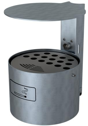 Rundascher mit Dach zur Wand- und Pfostenbefestigung mit Befestigungsschiene, Schlüssel und Aufkleber - Inhalt ca. 4 l - Ø 200 mm