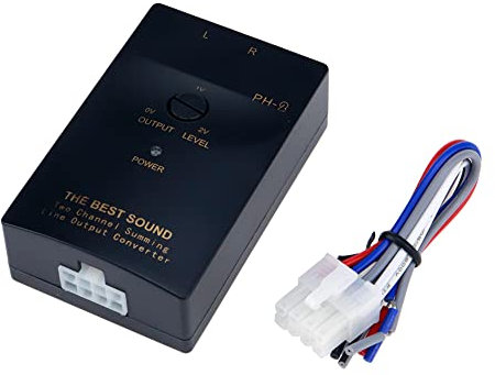 Sydien Convertidor de salida de línea RCA de alta a baja de 2 canales, adaptador de salida para coche, color negro