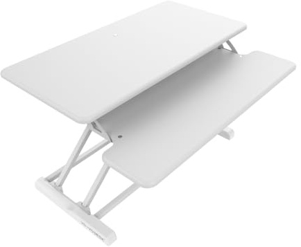 YO YO 80-S (Slim) Standing Desk Converter | For Healthier Lifestyle | Height Adjustable Desk Riser For A Single Monitor | Stand Up Desk Converter | Desk Risers | 80cm | White