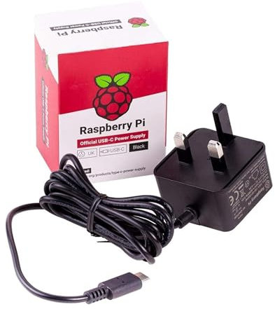 Raspberry Pi 4 USB-C Power Supply UK Plug (Black)