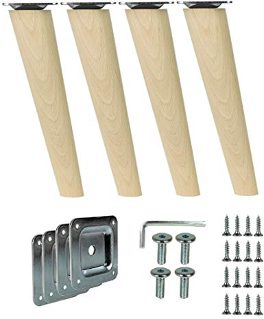 woplus 4X Holzfüße Möbelfüße Sofafüße Buche Holzbeine schräg Länge 20cm Buche Holz Oberfläche sauber (Schräg [20 cm]) woplus_de