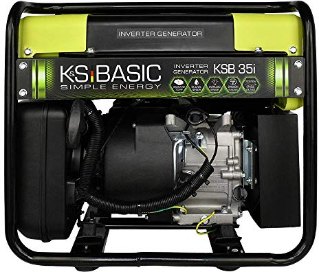 Könner & Söhnen KSB 35i - Generador de corriente de gasolina de 4 tiempos, 7 CV con regulador automático de voltaje, protección contra falta de aceite,3500 W, 2 x 16 A (230 V) Euro V