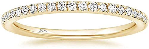 Eternity Ring Silber 925 mit Zirkonia Kristall Damenring in Silber, Rosegold und Gold für Damen mit Stein und Schmal (Gold, 50)