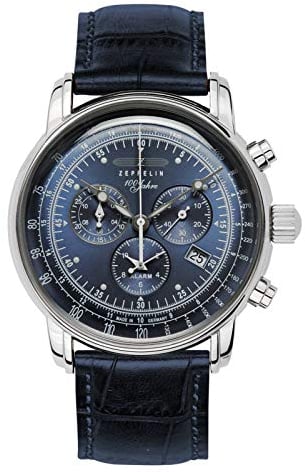 Zeppelin Herrenuhr mit Lederband Serie 100 Jahre ED. 1 Chronograph Alarm Datum 7680-3