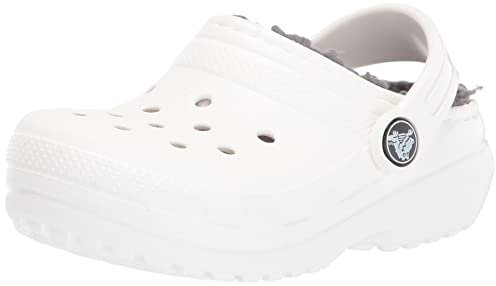 Crocs Unisexe Enfant Classic Lined Clog T Sabots, White/Grey, 24/25 EU