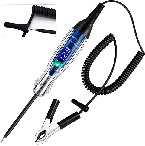 AWBLIN Automotive Test Light 3-60V DC Digital LED Circuit Tester, Heavy Duty Light Tester with Voltmeter, Auto Bidirectional Voltage Tester Electric Test Pen