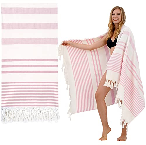 Winthome Hamamtuch Weich 180x90cm- Strandtuch Bambus-Baumwolle Leicht Platzsparend, Strandhandtuch Saugstark, Schnelltrocknend, Badetuch Sandfrei, Handtuch für Damen Herren Saunahandtuch (1 Pack)