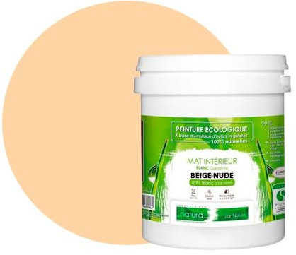 BOX DECO COULEURS Pintura de pared natural ecológica con aspecto mate interior Natura - 1L, Beige Nude
