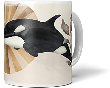 Paul Sinus Dekorative Tasse mit schönem Motiv Orca Schwertwal Killerwal Kunstvoll Vintage Pastellton