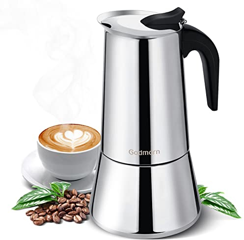 Godmorn Espressokocher für den Herd, Mokkakanne, Perkolator, italienische Kaffeemaschine, 600 ml / 12 Tassen (Espressotasse = 50 ml), klassischer Café-Maker, Edelstahl, induktionsgeeignet