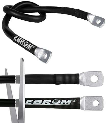 EBROM Hi-Flex Batteriekabel 50 mm² hochflexibel SCHWARZ 50cm Schuh M8+M12 | 30cm bis 10m MASSEKABEL + Ringösen/Kabelschuhe M6/M8/M10/M12 kombinierbar, 50 mm2, sehr biegsam Mantel aus PVC (70 ± 5 Shore)