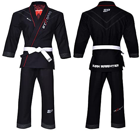 Starpro Kimono BJJ Léger – Uniforme de Jiu Jitsu Pré-rétréci pour Hommes & Femmes | Disponible en Noir, Blanc et Plus | Kimono de Jiu Jitsu en Tissage Perlé