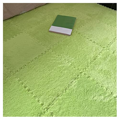 9/12/15/16 Stück Ineinandergreifende Schaumstoff-Teppichfliesen, Weiche, Flauschige Plüsch-Teppichmatte, Kriechende Spielmatte, Puzzlematte, Für Schlafzimmer, 30 X 30 cm,Grün,9 PCS
