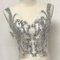 Yulakes Silber Stickerei Spitze Applikation Patch Silber Pailletten Spitze Ausschnitt Kragen Hochzeit edles Kleid Nähen DIY Brautkleid Dekoration Kleidung Zubehör