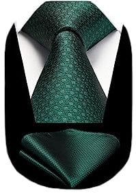 HISDERN Krawatte Grün Herren Krawatten mit Einstecktuch Formelle Klassische Hochzeit Herrenkrawatte und Taschentuch Set für Männer