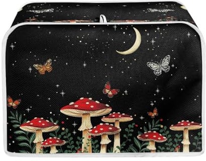 JEOCODY Mushroom Toaster Oven Covers for Kitchen Quilted Four Slice Toaster Appliance Dust-proof Cover For Kitchen Small Appliance Dust Cover and Fingerprint Protection