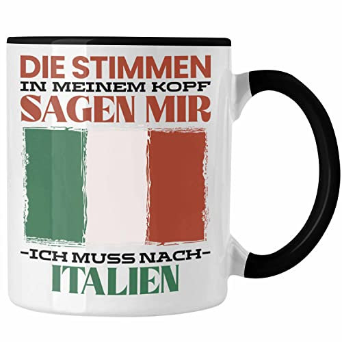Trendation - Italien Tasse Urlaub Heimat Geschenk Spruch Italiener Geschenkidee (Schwarz)
