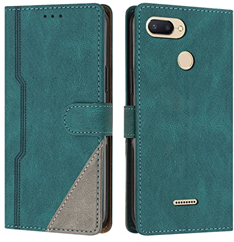 Radoo Kompatibel mit Xiaomi Redmi 6 / 6A Hülle, PU Leder Handyhülle [Stand Feature] [Kartenfachr] [Magnetic Closure Snap] Schutzhülle Klappbar Flip Case Cover für Xiaomi Redmi 6 / 6A (Grün)