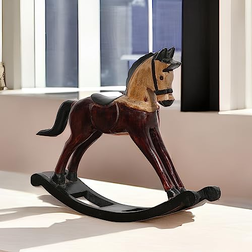 Marrakesch Schaukelpferd Deko Aufsteller Hest 50cm Groß | Dekoobjekt Dekofigur als Tischdeko Dunkel Braun