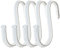 Brute Strength - S-Haken mit Vollnarbenleder umwickelt - 4 Stück - Weiß mit weißen Nähten - 10 cm Edelstahl-Metallbügel Aufhängehaken für Küche, Werkstatt, Bad
